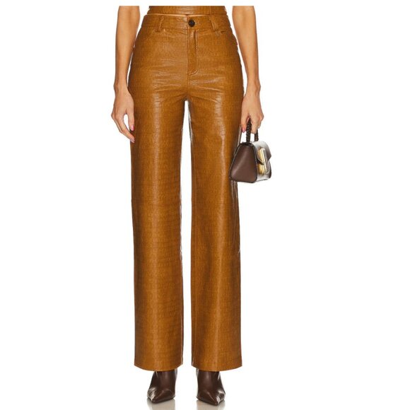 Song of Style Marlon Croc Embossed Pant in Russet Brown Size XS
